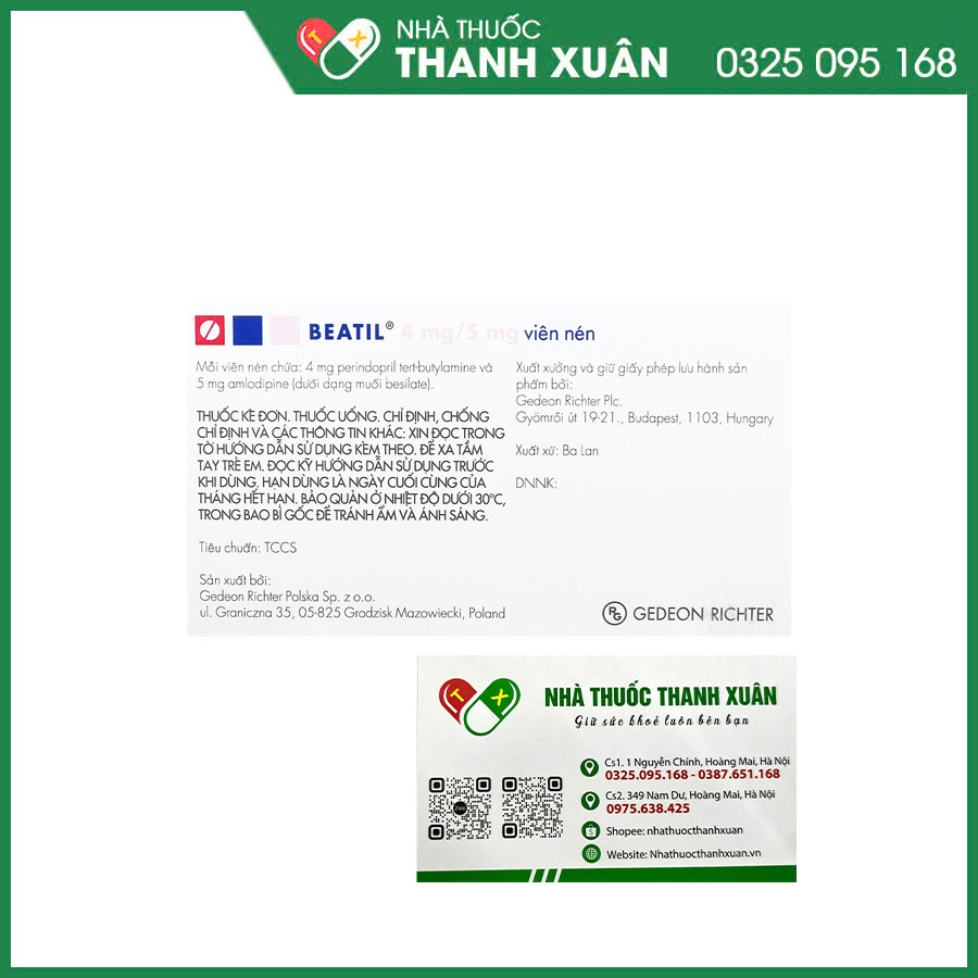 BEATIL 4mg/5mg thuốc điều trị tăng huyết áp vô căn và bệnh mạch vành ổn định